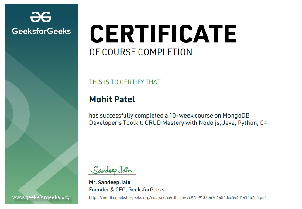 MongoDB Certificate